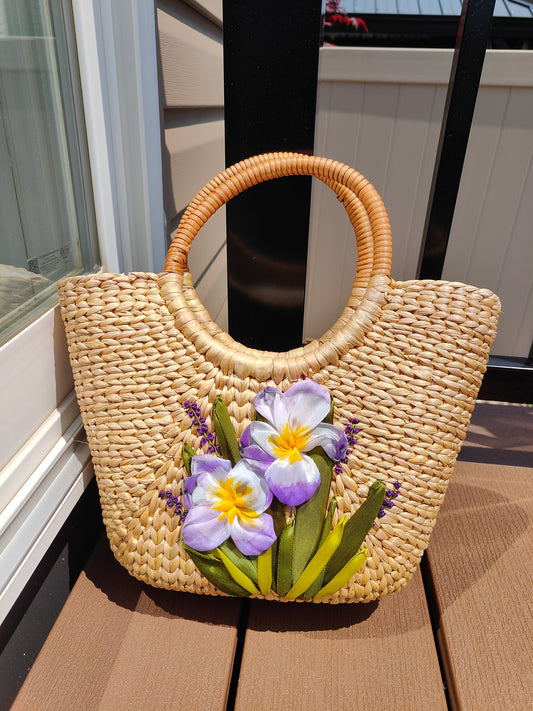 Lilac Bloom Water Hyacinth Sling Bag