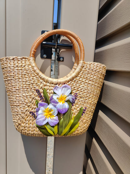 Lilac Bloom Water Hyacinth Sling Bag