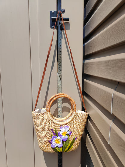 Lilac Bloom Water Hyacinth Sling Bag