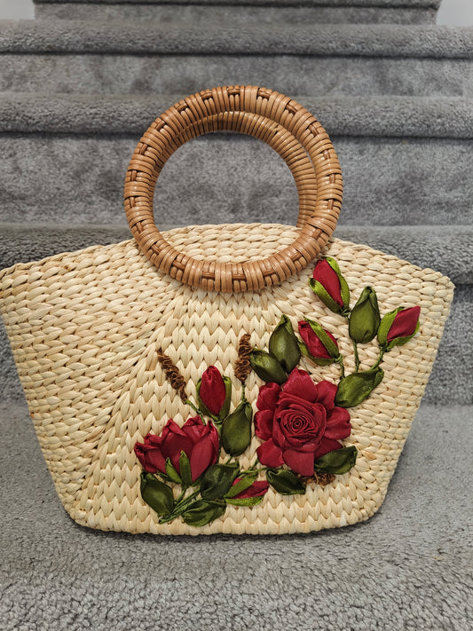 Handwoven Water Hyacinth Floral Bag