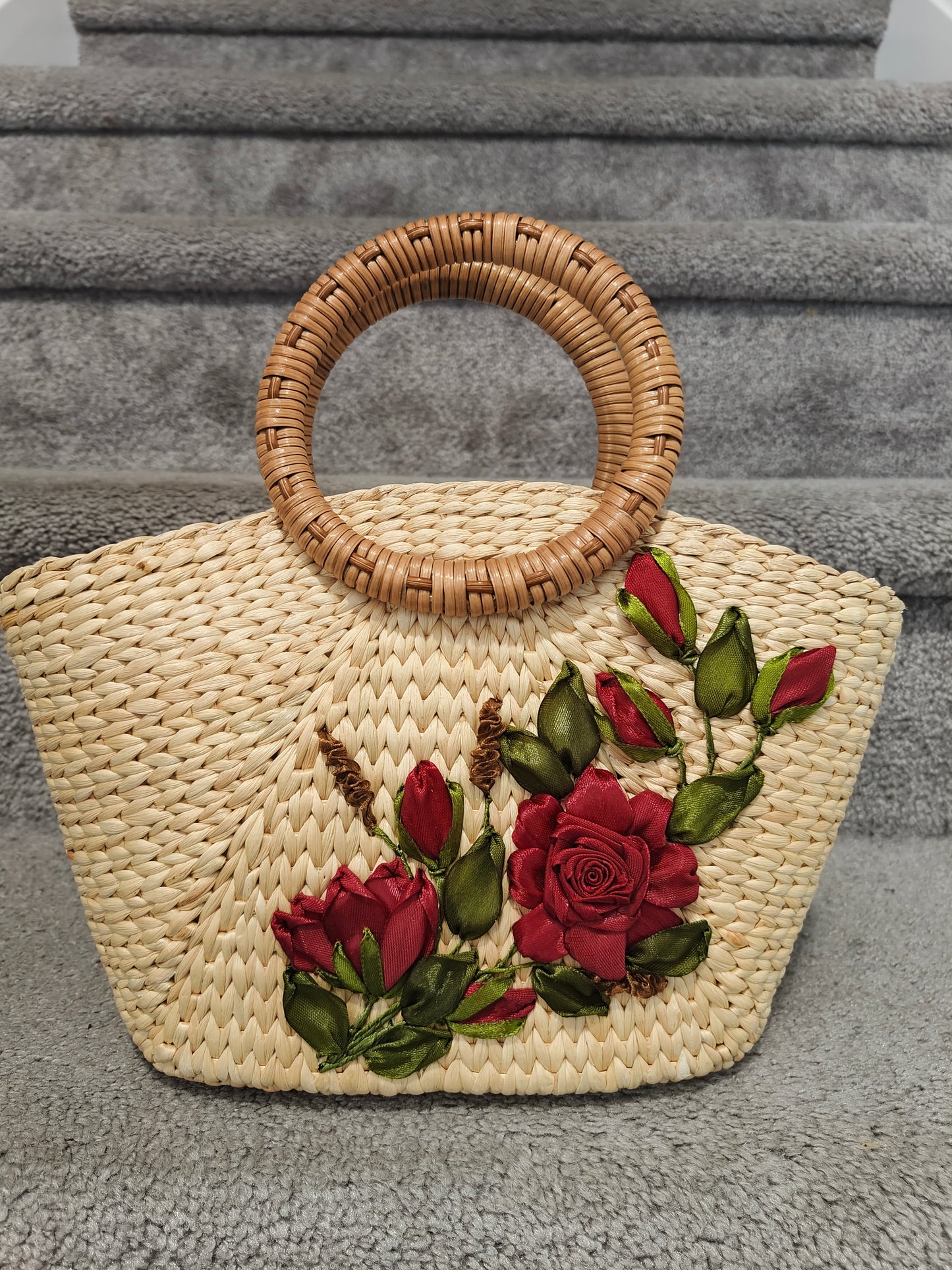 Handwoven Water Hyacinth Floral Bag