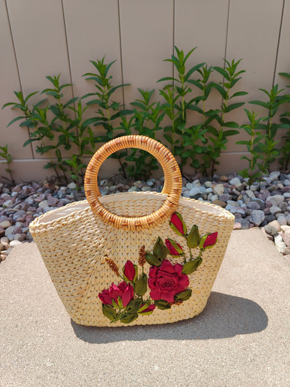 Handwoven Water Hyacinth Floral Bag