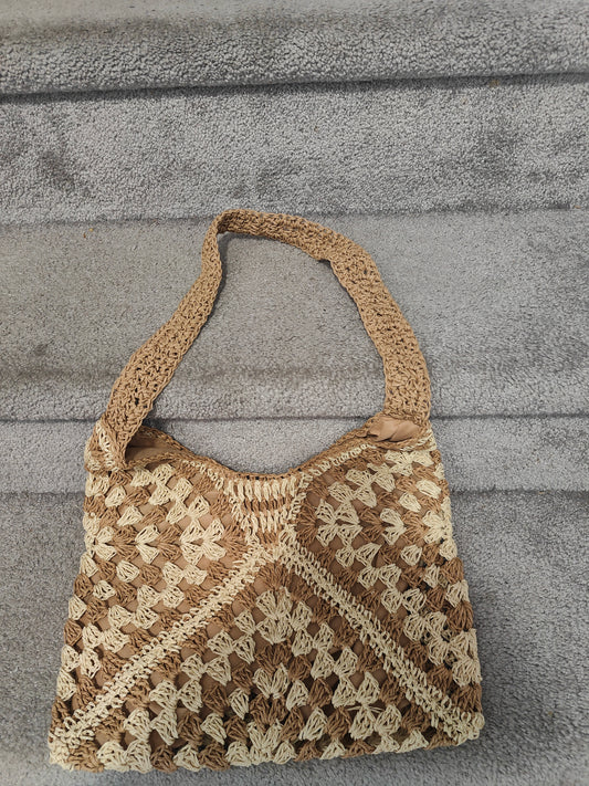 Boho-Chic Seagrass Shoulder Bag
