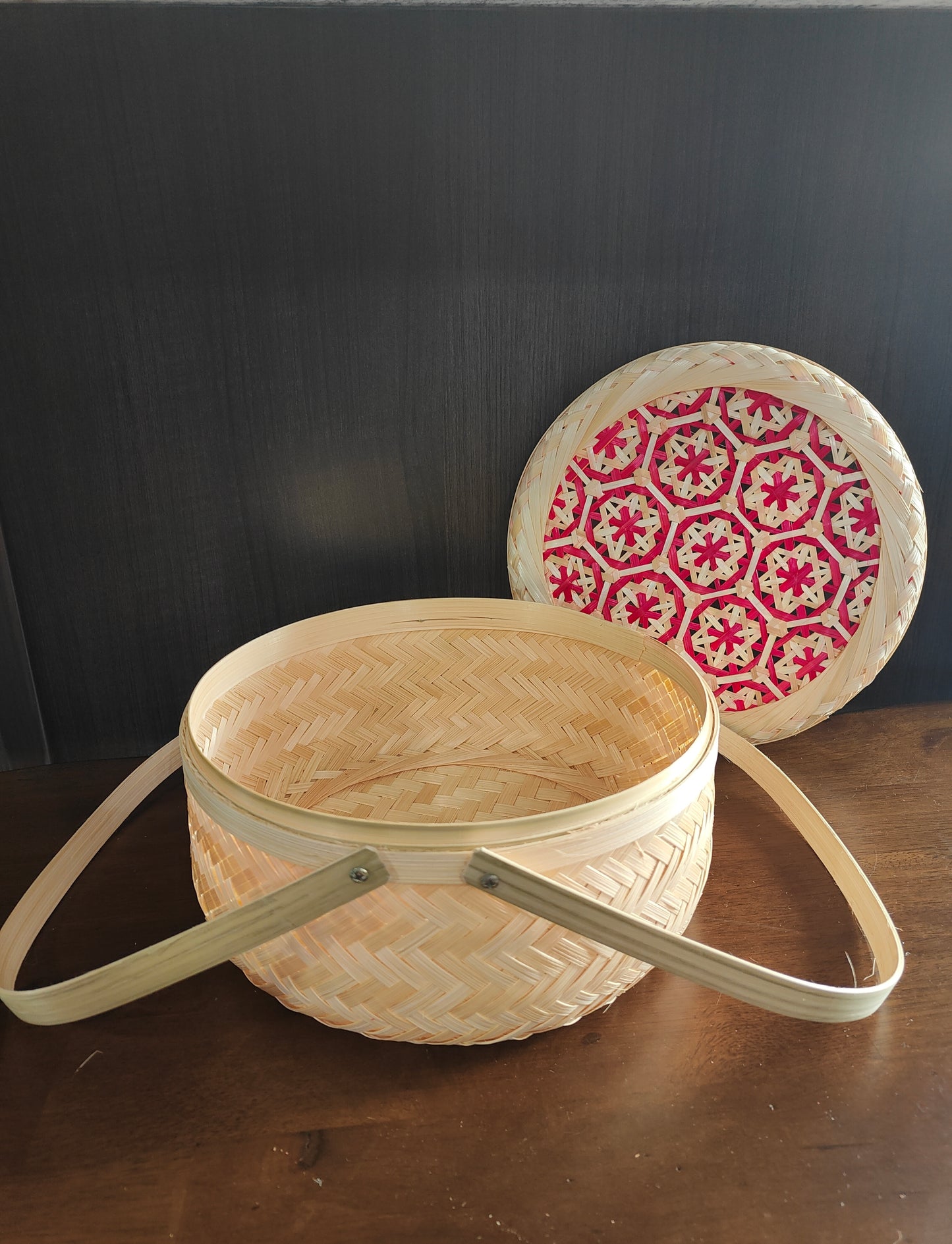 Handwoven Bamboo Basket with Dual Handle