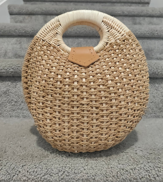Handwoven Round Straw Bag